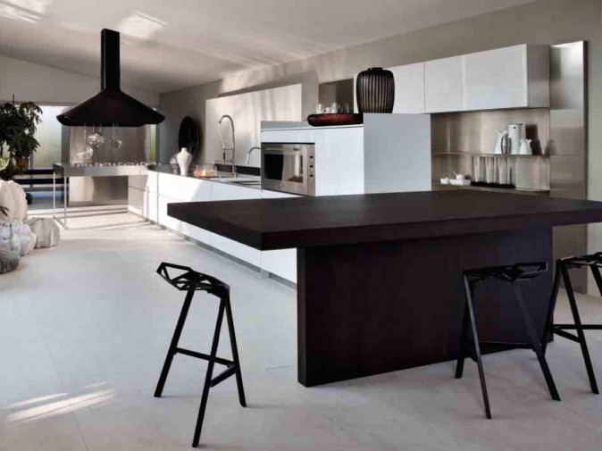 Кухня El_01 Bianco Lucido Rovere Affumicato